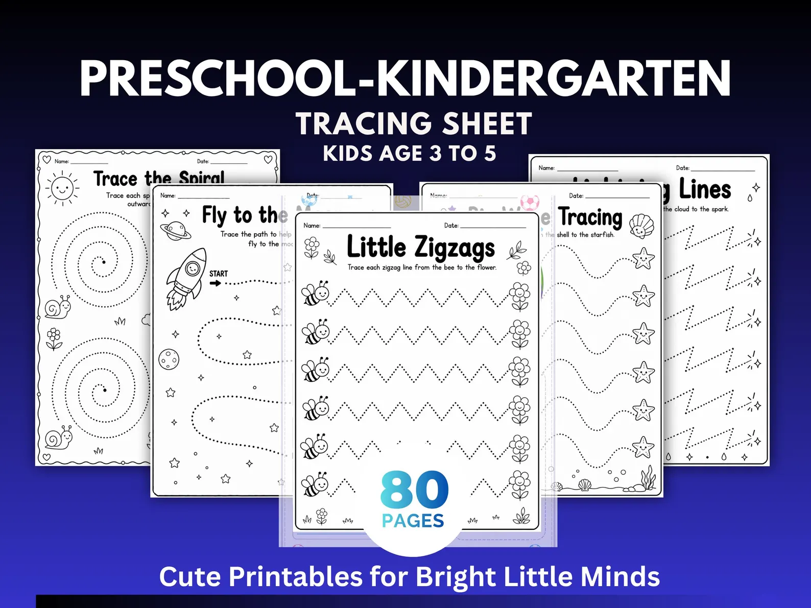 CuteLearner printable Tracing Lines Worksheets Bundle, Preschool Printable PDF, Kindergarten Curriculum Learning, Pre Handwriting, Digital Download — Tracing Wo